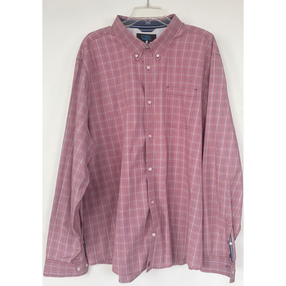 Cody James Mens Pink Blue Plaid Long Sleeve Button Down Western Shirt Size XXL